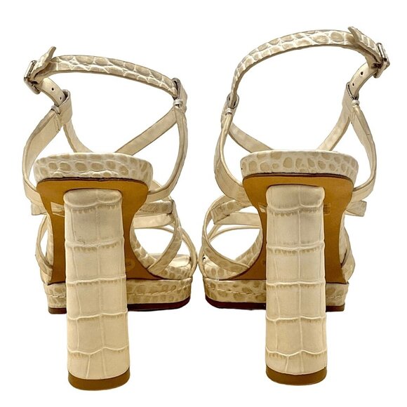 Vince Camuto Neloette Ivory Leather Croc Texture Platform Heel Sandal Sz 5.5 NEW - Picture 4 of 12
